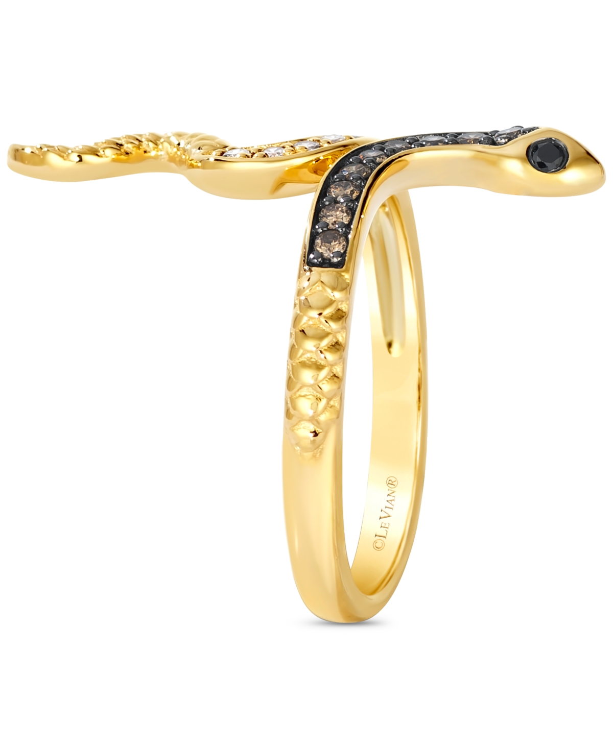 Le Vian Chocolate Diamond, Nude Diamond, & Blackberry Diamond Snake Ring (1/4 Ct. T.w.) In 14k Gold In Yellow Gold