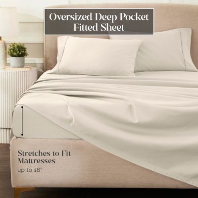 1200 Thread Count Egyptian Cotton Deep Pocket 4 Piece Sheet Set, Queen