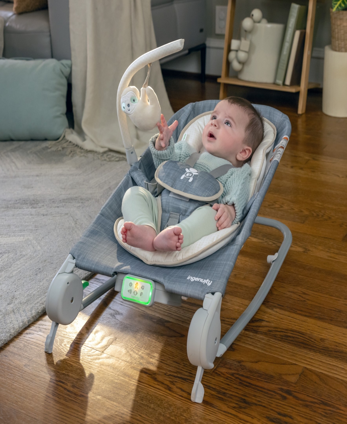 Ingenuity Baby Happy Belly Rock-to-happy Belly Rock-to-bounce Massage Seat In Gray,cream