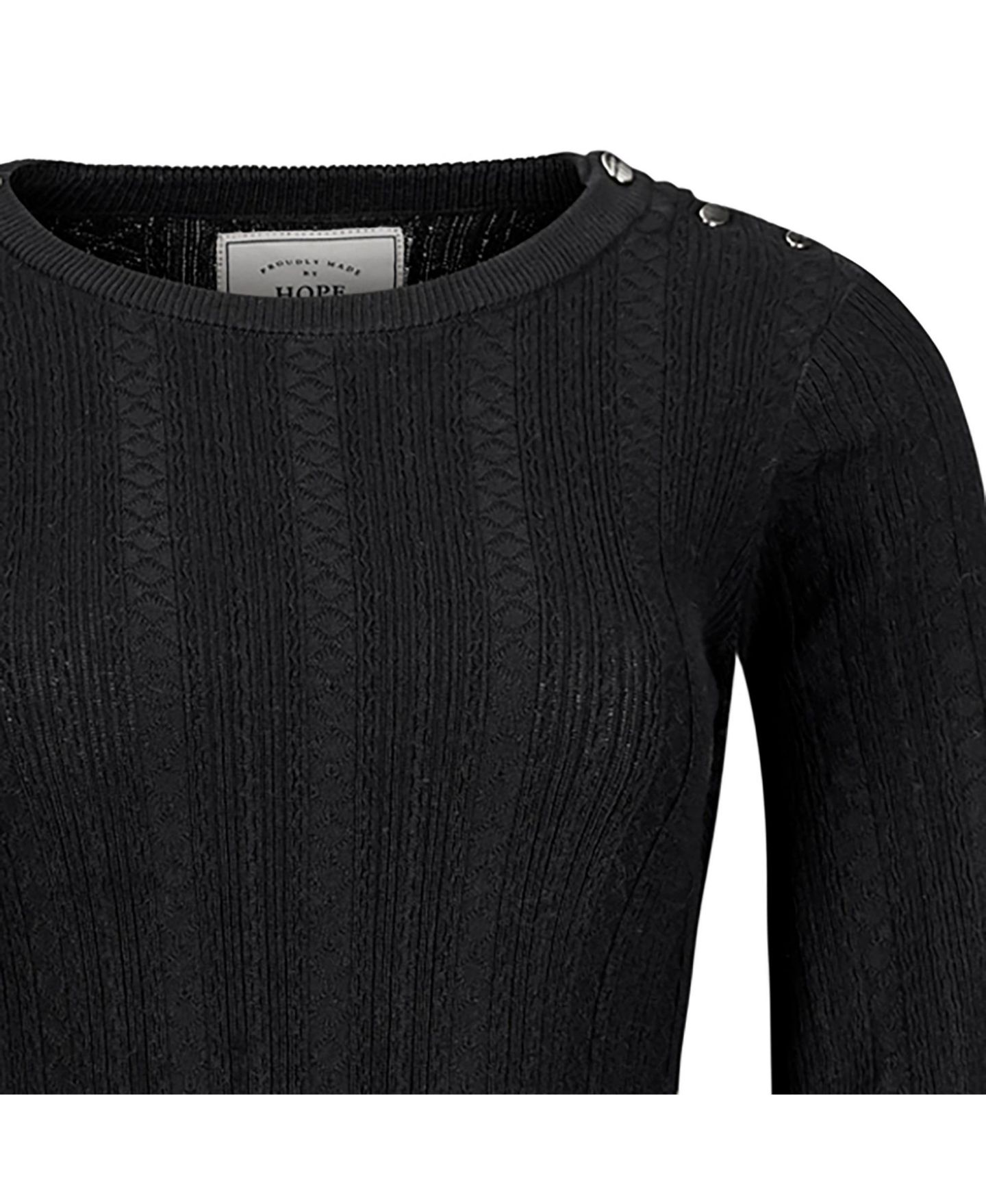 Женское платье Hope & Henry Organic Long Sleeve Flounce Edge Cable Sweater Dress, цвет: Чёрный — фото 5