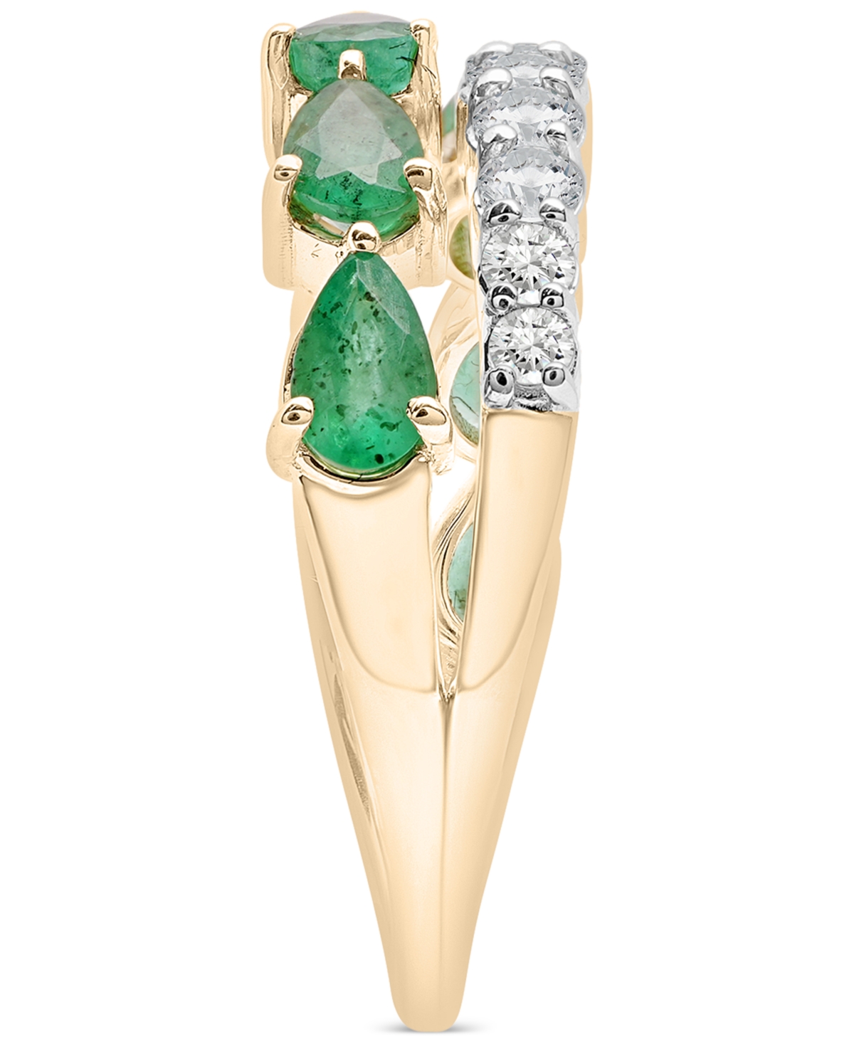 MACY'S LAB-CREATED EMERALD (1 CT. T.W.) & LAB-CREATED WHITE SAPPHIRE (3/4 CT. T.W.) DOUBLE ROW CUFF RING 