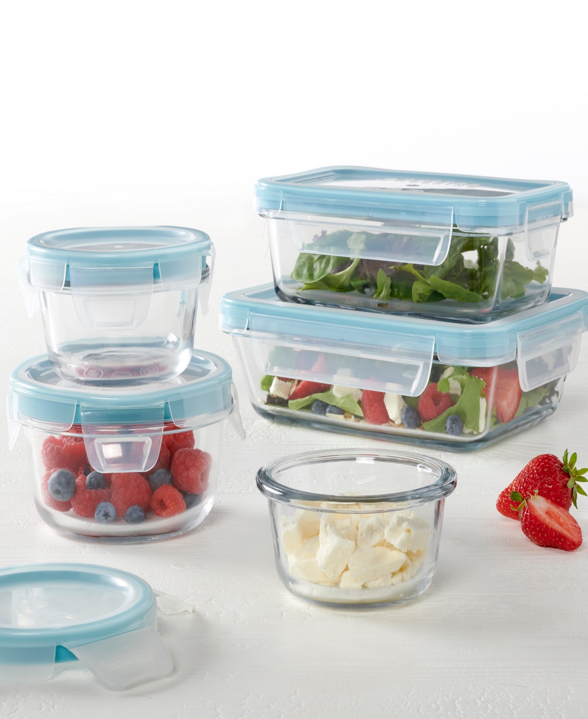 Anchor Hocking 10-piece Locking Lid Food Prep Storage Set In Light Blue Lid