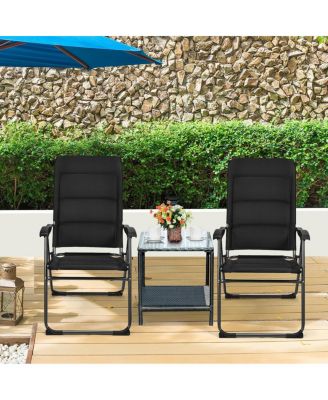 2 Pieces Outdoor Folding Patio Chairs with Adjustable Backrests for Bistro and Backyard