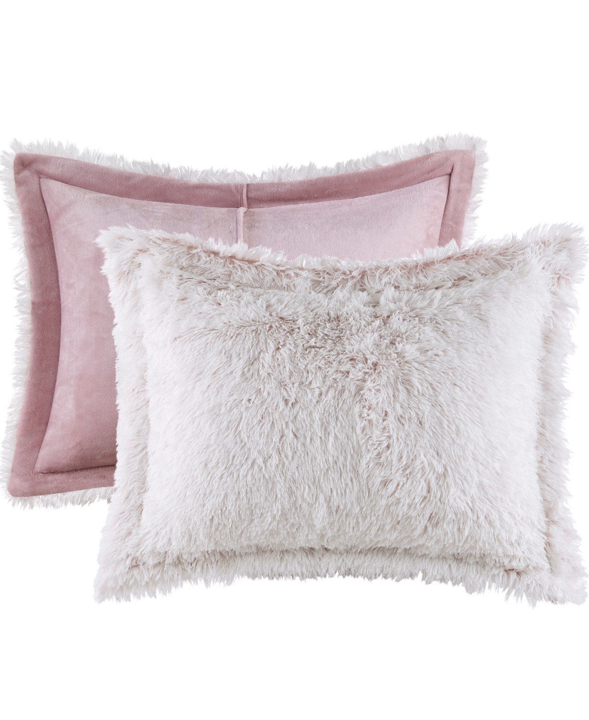 Intelligent Design Malea Shaggy Faux-fur 3-pc. Comforter Set, King/california King In Pink,white