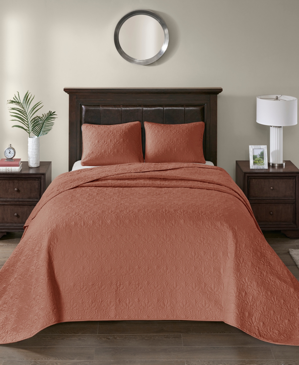 Madison Park Quebec 3-pc. Quilt Set, Full/queen In Clay Red