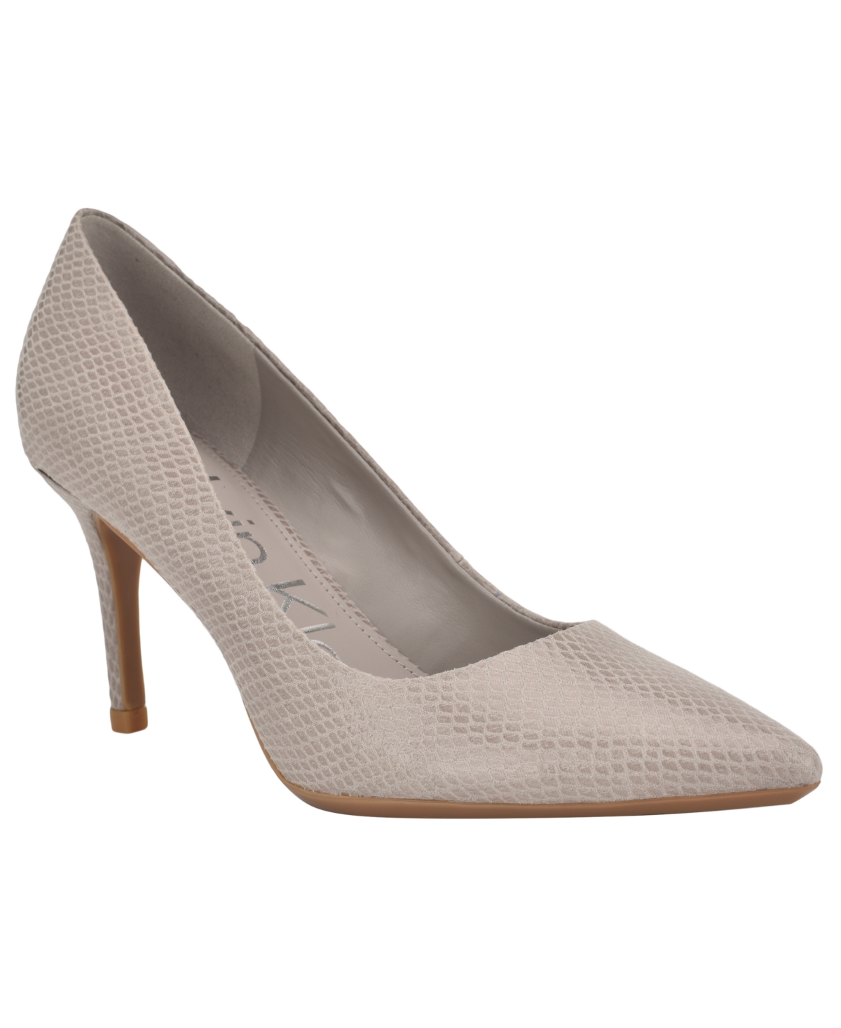 Calvin Klein Gayle Pointed Toe Pump In Taupe Snake Print