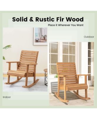 Outdoor Fir Wood Rocking Chair with High Backrest
