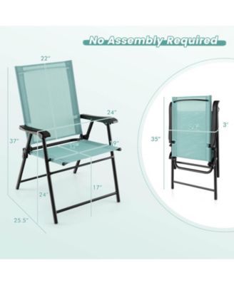 Patio Dining Chair Set of 2 with Armrests and Metal Frame