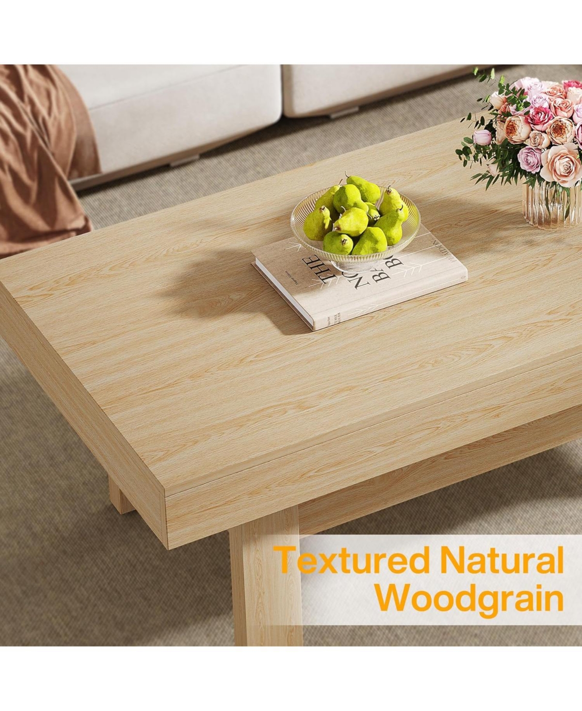 Tribesigns Modern Coffee Table, 47-Inch Simple Rectangle Center Table for Living Room, Farmhouse Coffee Table Wood Cocktail Tea Table for Bedroom Home