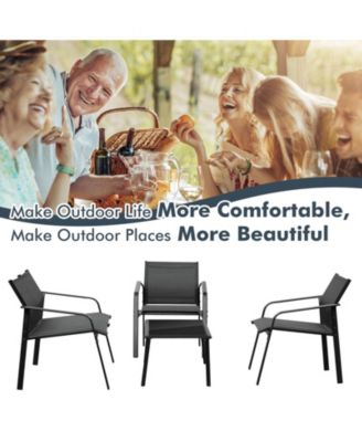 4 Pieces Patio Furniture Set with Armrest Loveseat Sofas and Glass Table Deck