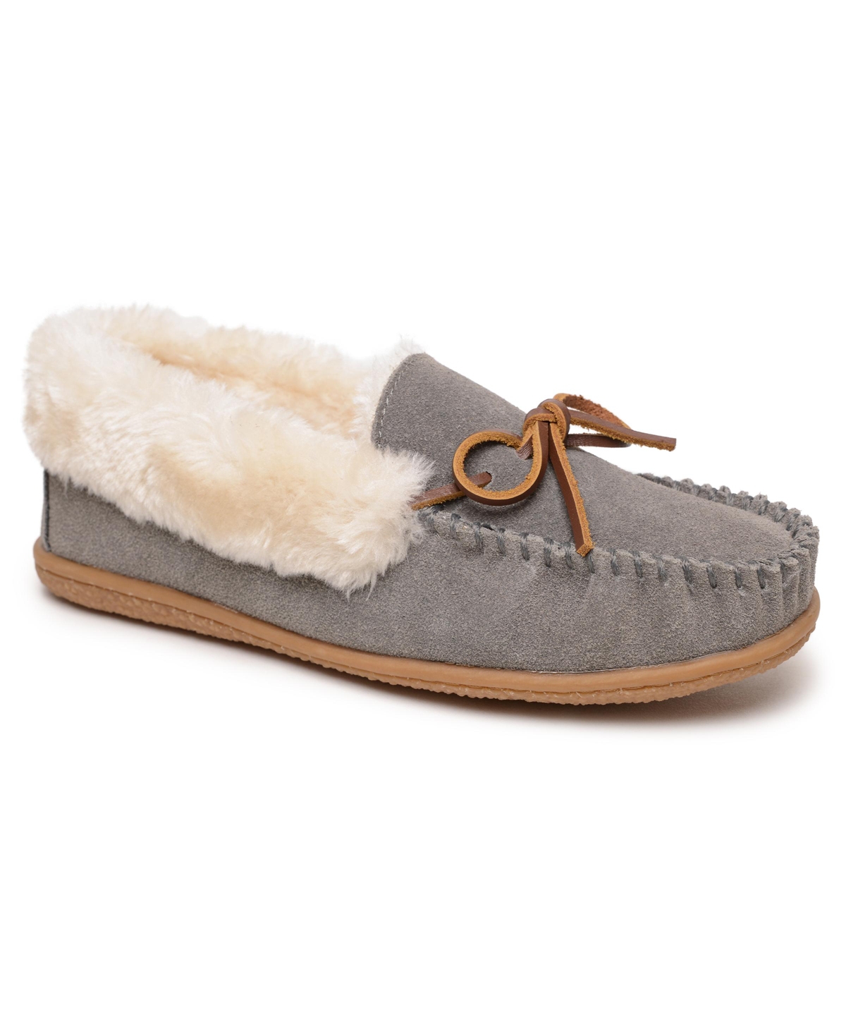 Women's Camp Collar Moc Slipper - Black tartan plaid
