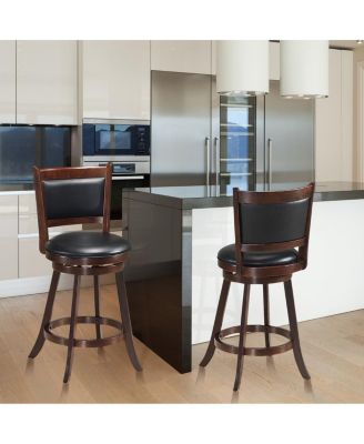 2 Pieces 24 Inch Swivel Counter Stool Dining Chair Upholstered Seat