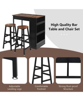 3 Pieces Bar Table Set with Storage