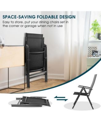 Set of 2 Adjustable Portable Patio Folding Dining Chair Recliners