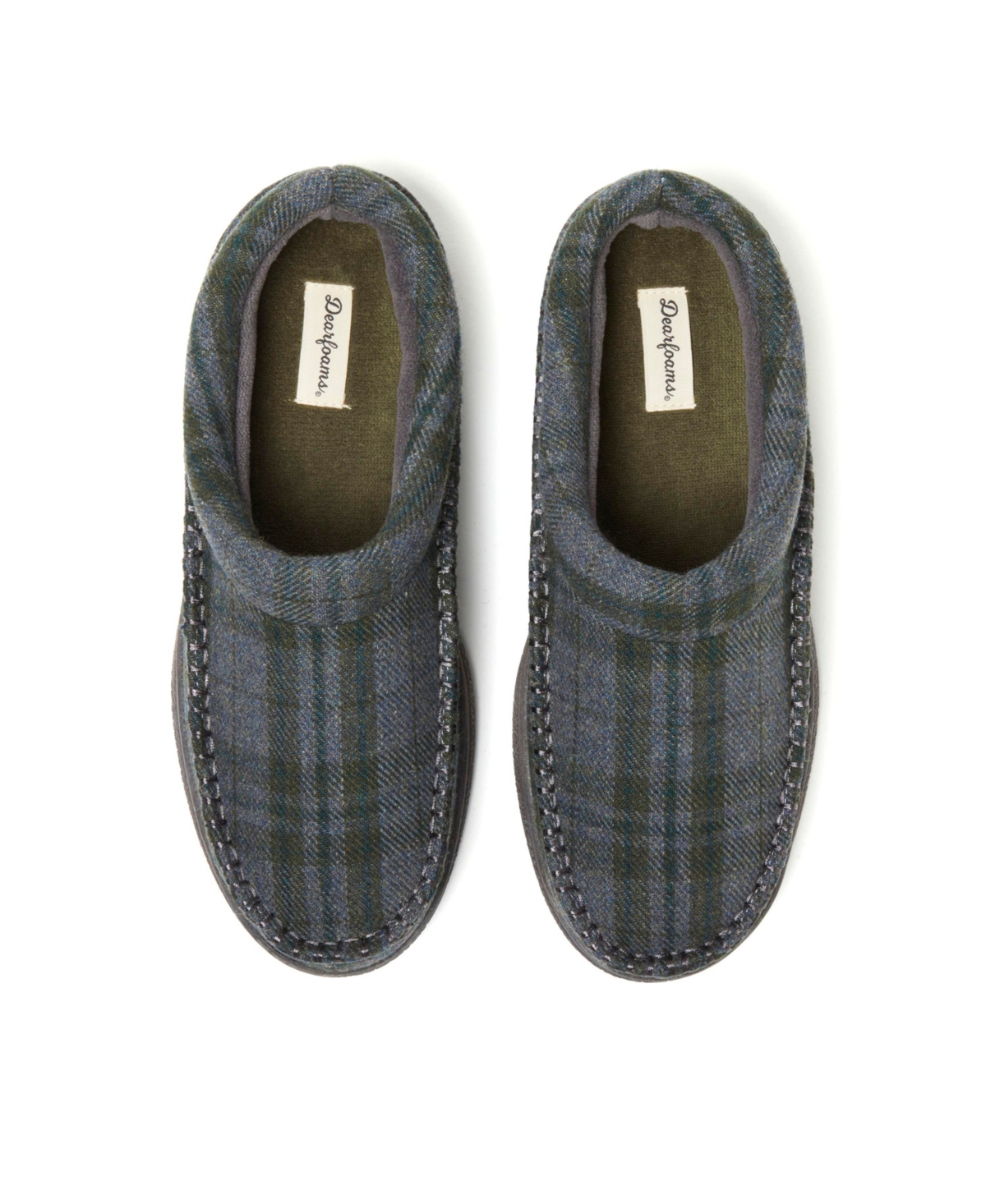 Dearfoams Men's Thompson Plaid Moccasin Toe Clog House Shoe Slipper