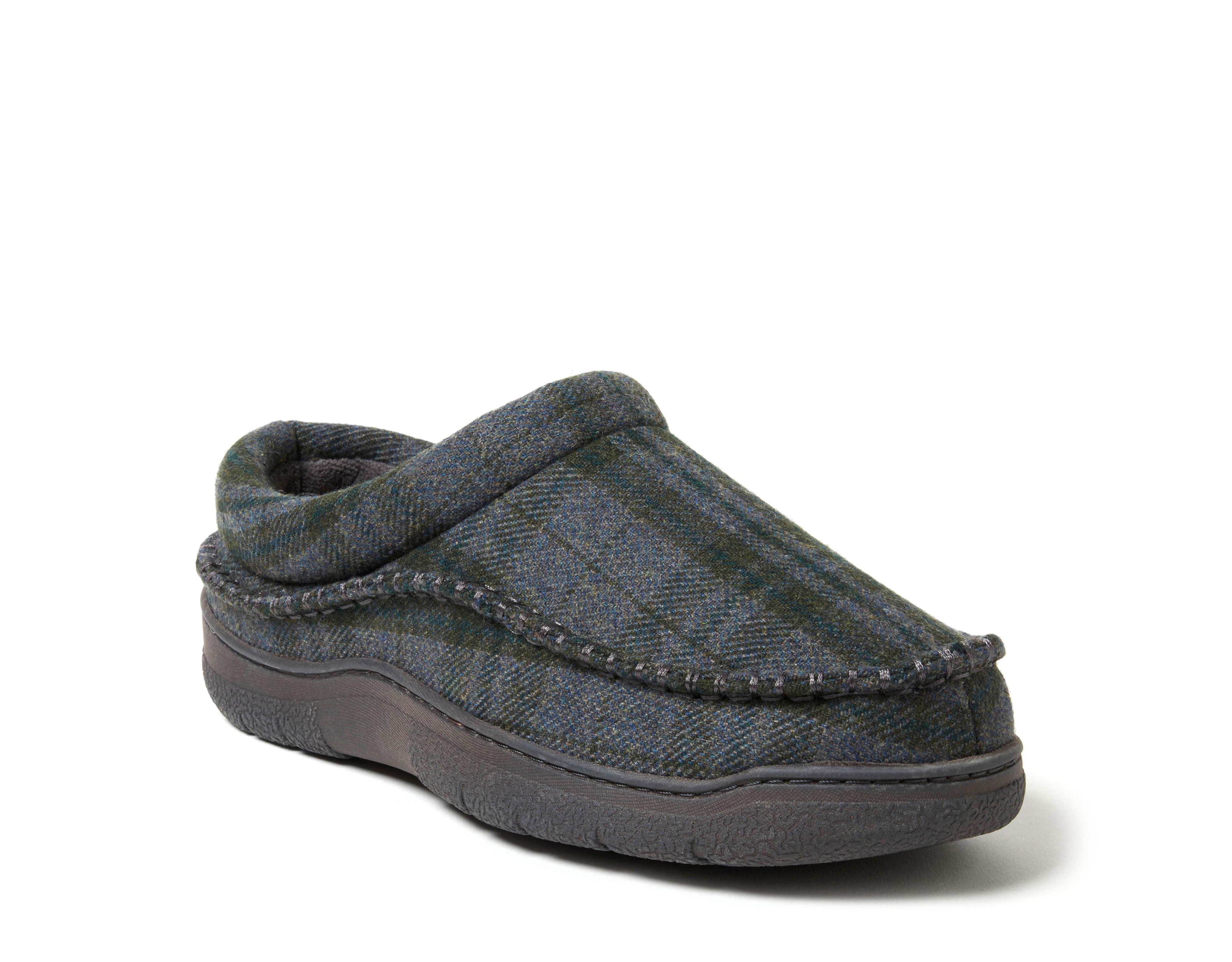 Dearfoams Men's Thompson Plaid Moccasin Toe Clog House Shoe Slipper