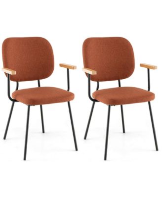 Set of 4 Fabric Kitchen Dining Chair Armchair Padded Modern Accent Chair Orange
