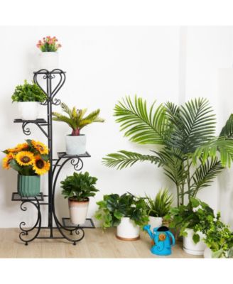 5 Tier Tall Plant Stand Metal Shelf Flower Pots Display Holder Outdoor Garden