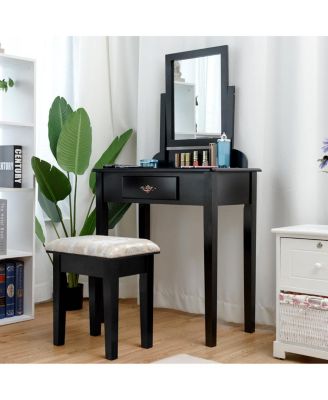 Vanity Dressing Table Stool Set with Large Makeup Mirror