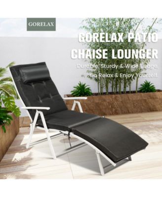 Adjustable Outdoor Lightweight Folding Chaise Lounge Chair with Pillow