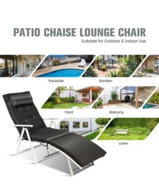 Adjustable Outdoor Lightweight Folding Chaise Lounge Chair with Pillow