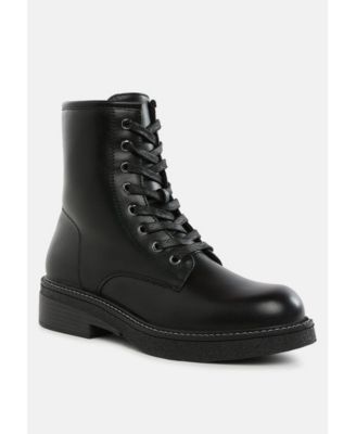 Womens Clover Faux Leather Lace Up Boots