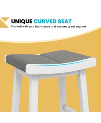 2 Pieces 31.5 Inch Upholstered Saddle Barstools with Padded Cushions