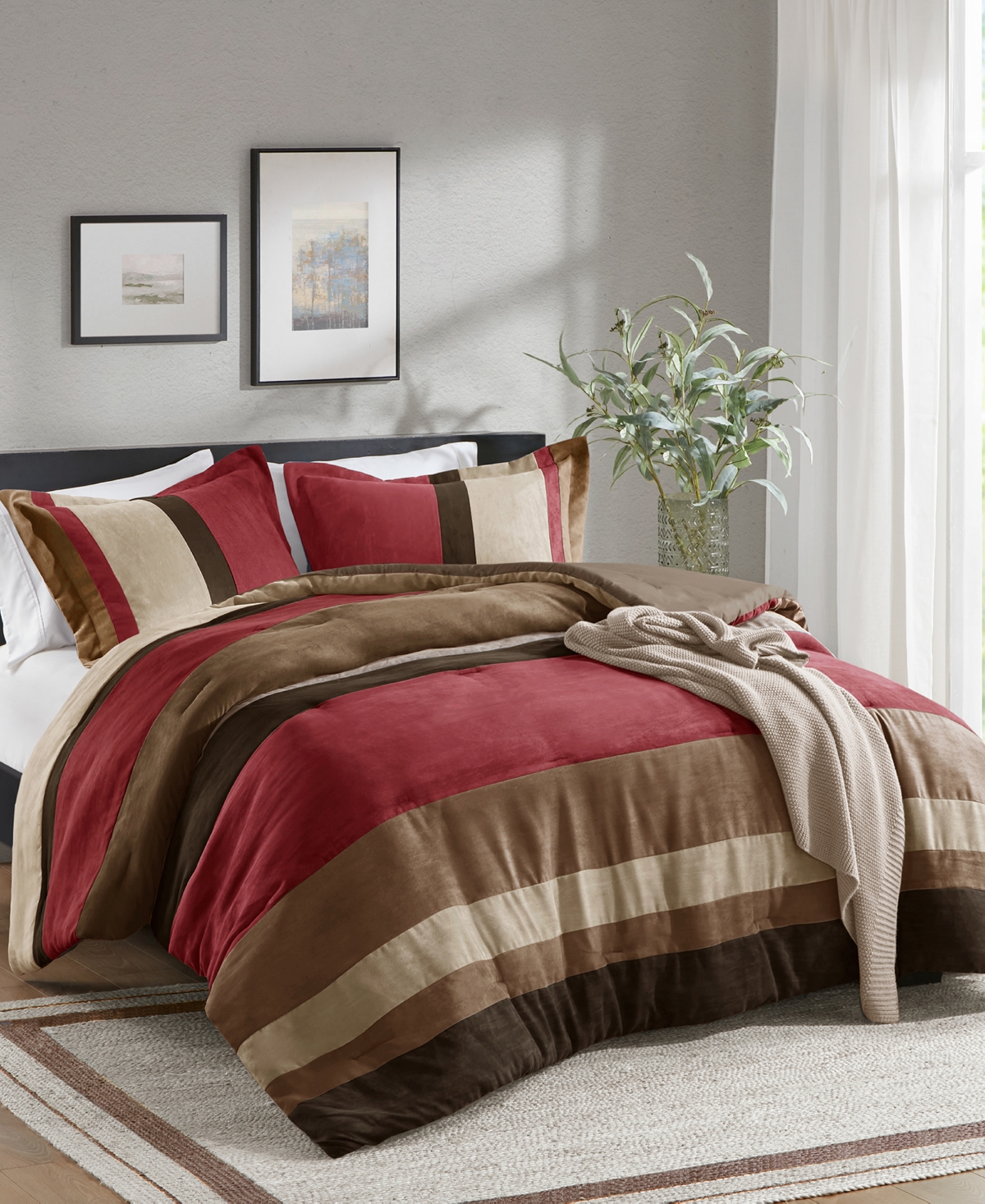 510 Design Boulder Stripe Micro Suede 2-pc. Comforter Set, Twin/twin Xl In Brick