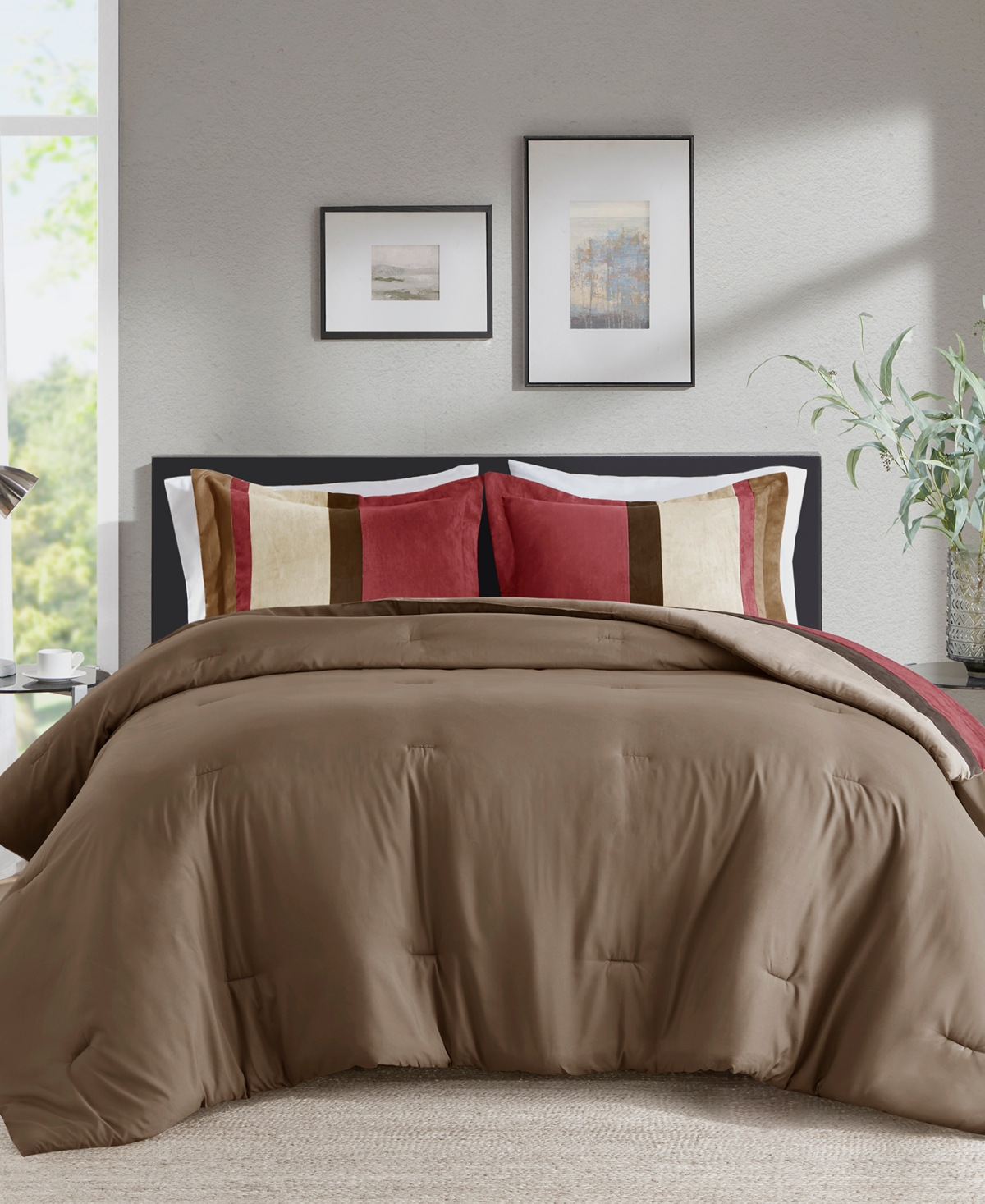 510 Design Boulder Stripe Micro Suede 2-pc. Comforter Set, Twin/twin Xl In Brick