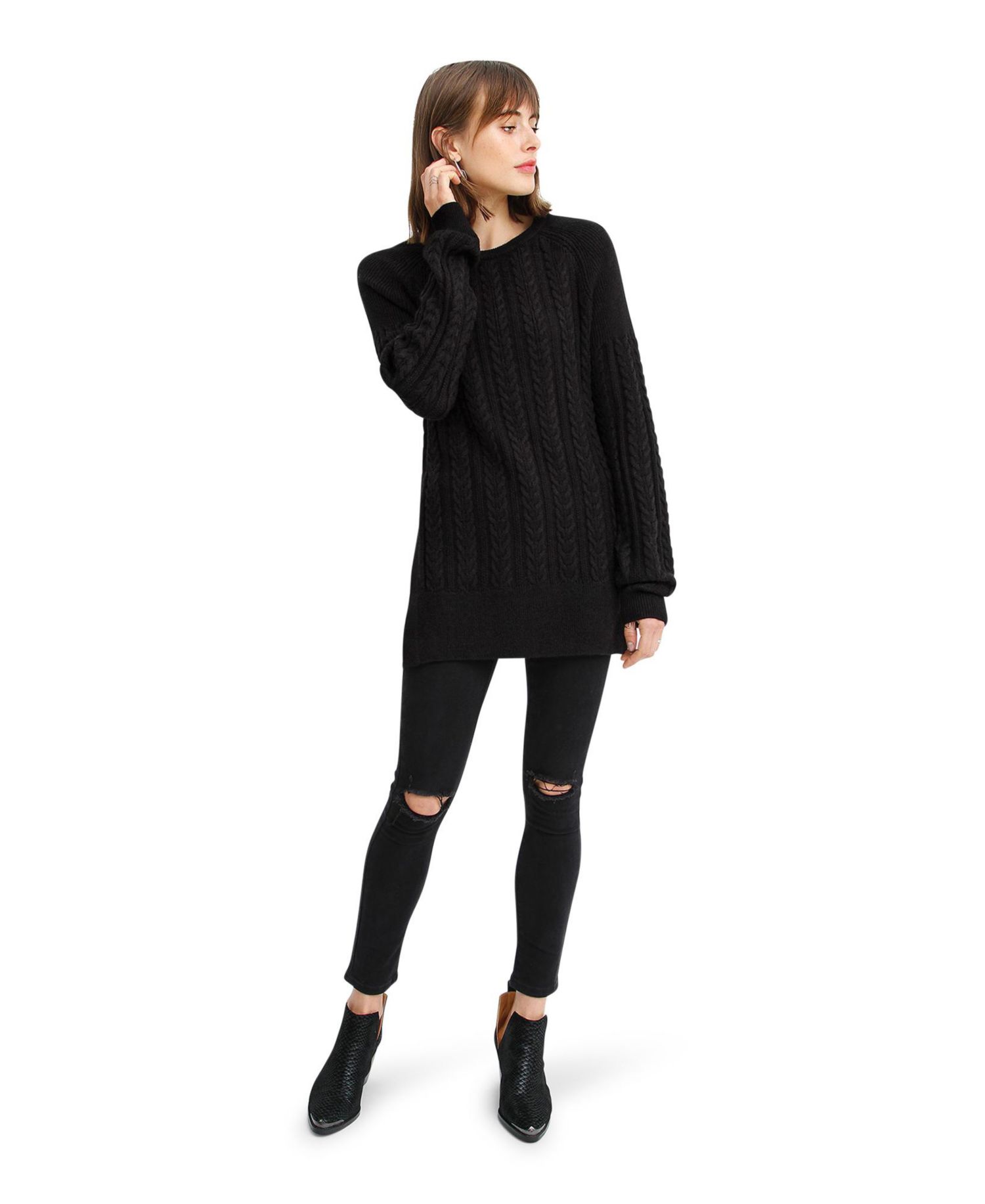 Women's At Last Cable Knit Jumper with Slit