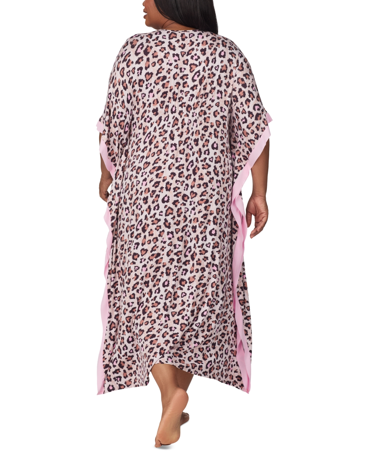 Ellen Tracy Plus Size Printed V-Neck Caftan Nightgown