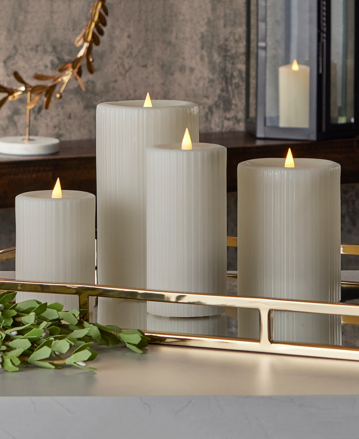 Seasonal Fine Ribbed Motion Flameless Candle, 4x6