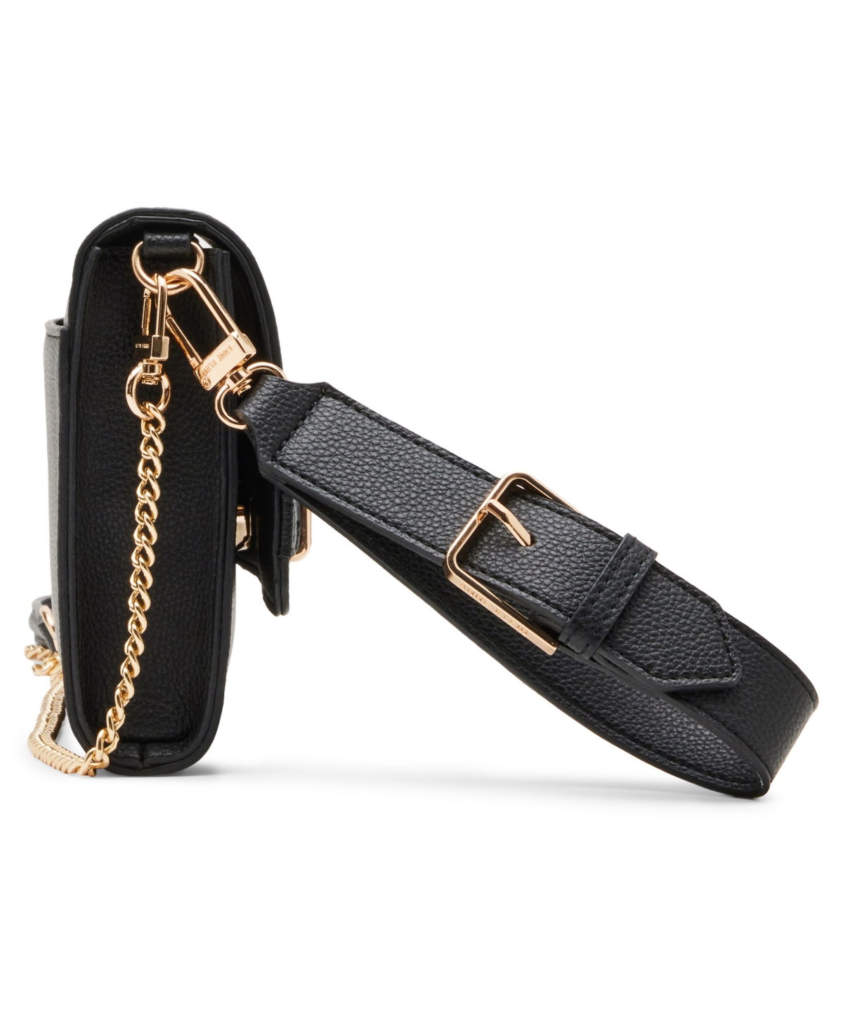Shop Anne Klein 3 In 1 Chain With Wristlet Strap Belted Wallet In Black