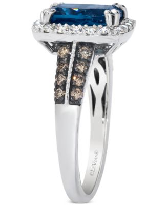 London Blue Topaz (2-1/5 ct. t.w.) & Diamond (3/8 ct. t.w.) Statement Ring in 14k White Gold