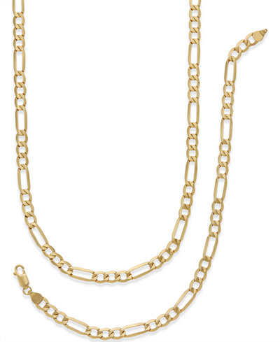 Men's Chain Necklace and Bracelet Set in 10k Gold