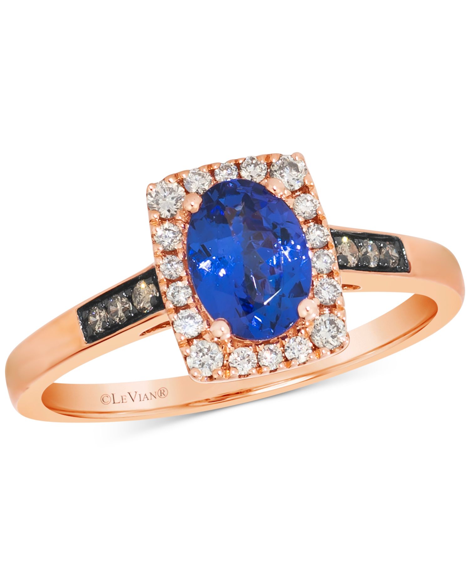 Tanzanite (5/8 ct. t.w.) & Diamond (1/5 ct. t.w.) Statement Ring in 14k Rose Gold