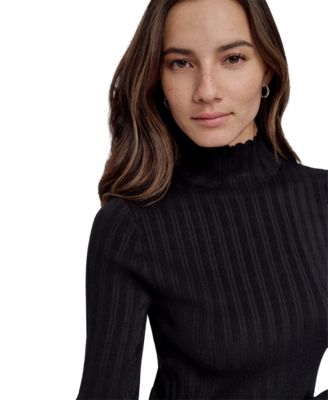 Petite Ribbed Mock-Neck Sweater