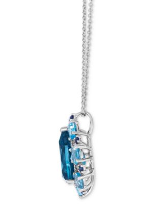 Multi-Gemstone (4-1/2 ct. t.w.) & Nude Diamond (1/20 ct. t.w.) Pear-Shape 20" Adjustable Pendant Necklace in 14k White Gold