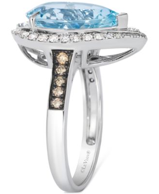 Sea Blue Aquamarine (4-1/4 ct. t.w.) & Diamond (3/8 ct. t.w.) Pear-Shape Statement Ring in 14k White Gold