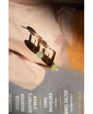 Pin — Green jade bead gold earrings