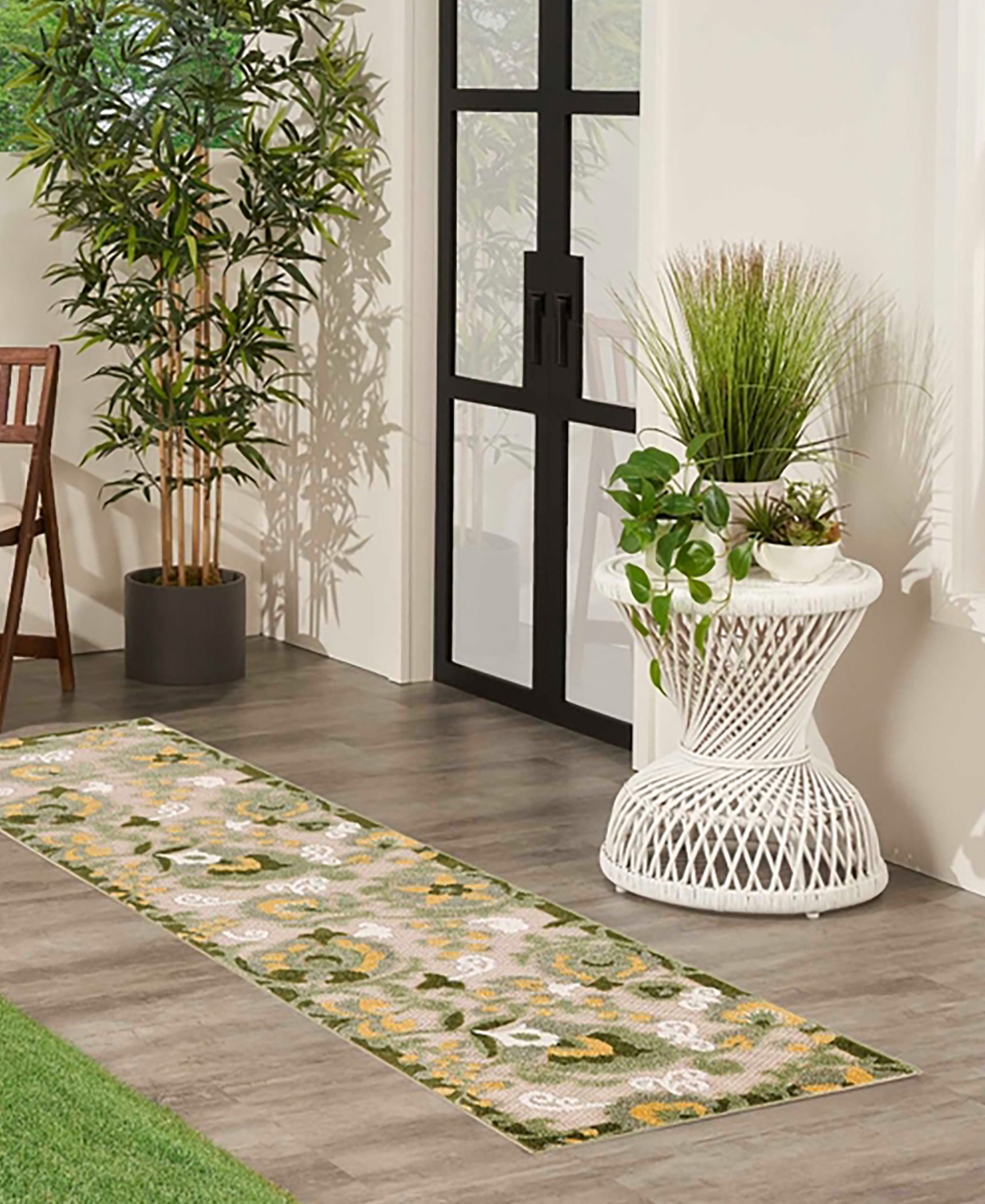 Nourison Home Aloha Alh17 2'3"x8' Runner Area Rug In Ivory,green
