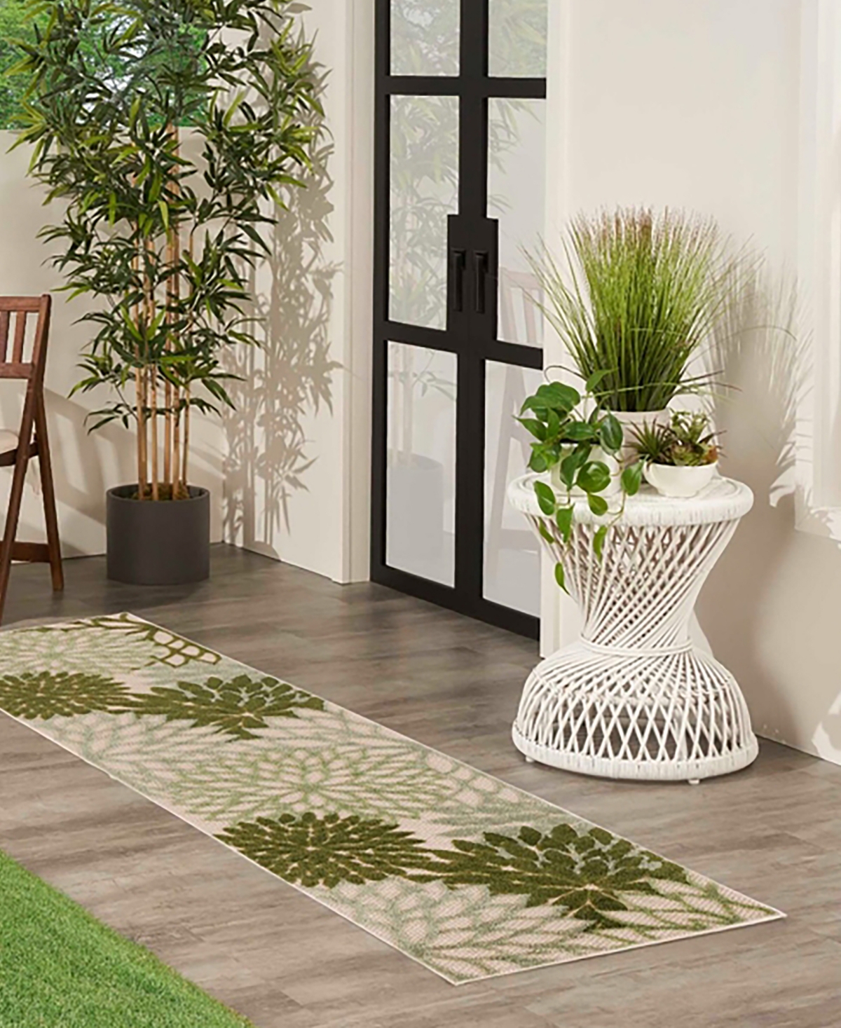 Nourison Home Aloha Alh05 2'3"x8' Runner Area Rug In Ivory,green