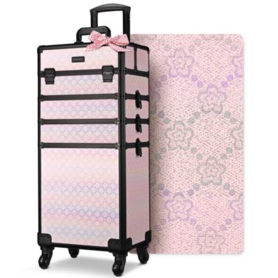 4in1 Rolling Makeup Train Case Cosmetic Organizer Blush ForgetMeNot