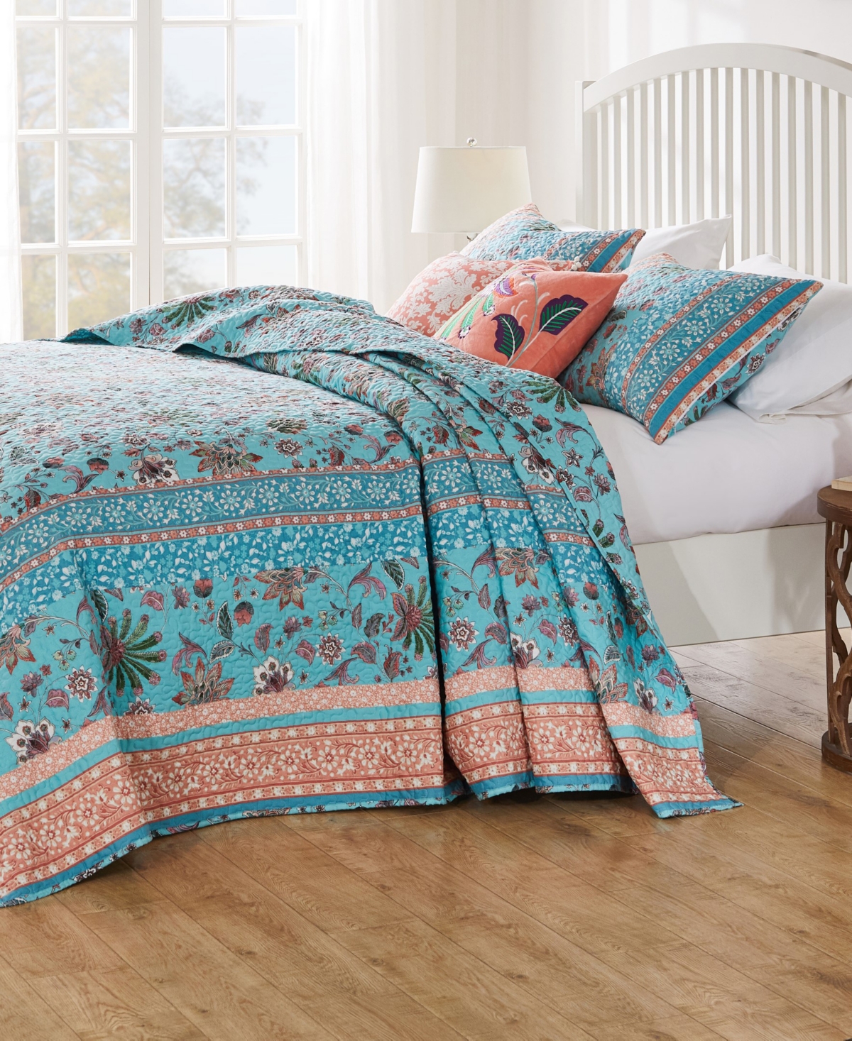 Greenland Home Fashions Audrey Classic 3-pc. Bedspread Set, Queen In Turquoise
