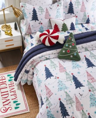 Merry Bright White Pine Reversible 3-Pc. Duvet Cover Set, Full/Queen