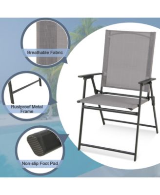 2 Pieces Patio Folding Chairs with Armrests for Deck Garden Yard