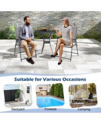 2 Pieces Patio Folding Chairs with Armrests for Deck Garden Yard