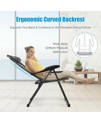 4 Pieces Patio Garden Adjustable Reclining Folding Chairs with Headrests