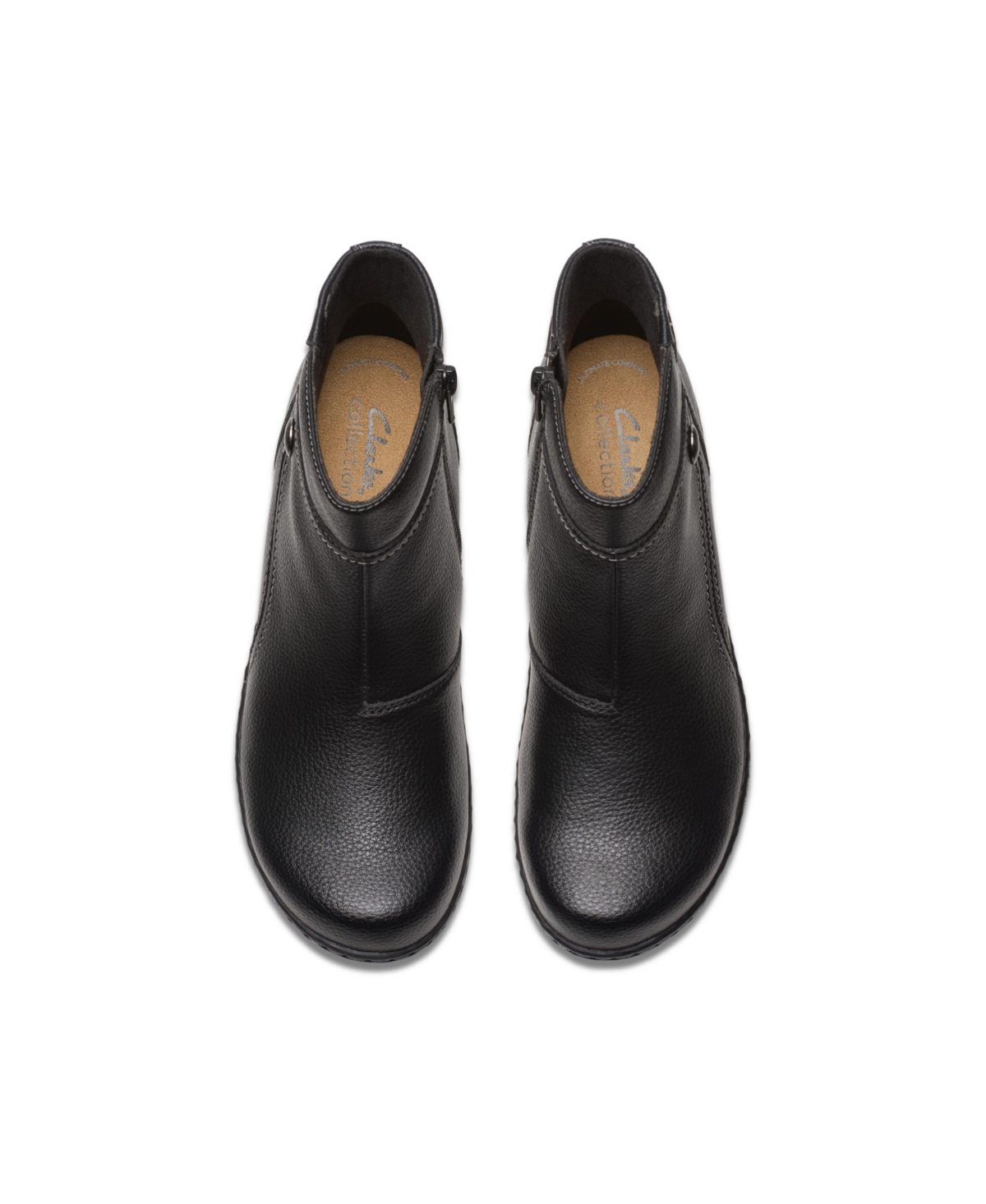 Clarks Ashland Mabel Womens Leather Zipper Ankle Boots In Black Tumbled