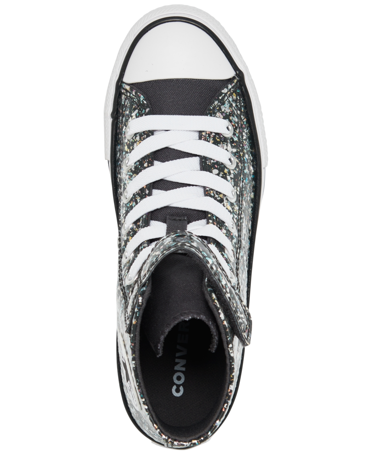 Shop Converse Little Girls Chuck Taylor All Star Glitter Easy-on Casual Sneakers From Finish Line In Dark Matter